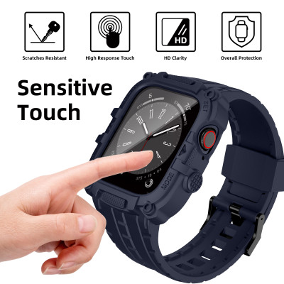 Ốp Case Kính Cường Lực tích hợp dây đeo TANK 360 cho Apple Watch Series 4/5/6/SE/7/8/9/SE1,2 Size 44mm/45mm - Hàng Chính Hãng