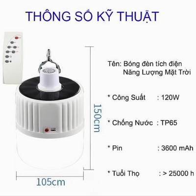 Đèn led KG62 tích điện năng lượng mặt trời siêu sáng, ánh sáng trắng có remote điều khiển và tấm pin năng lượng mặt trời / thích hợp đi vườn, cắm trại, picnic , khi nhà cúp điện 120w- Hàng chính hãng
