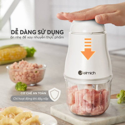 Máy xay thịt, xay thực phẩm cho bé Elmich CHE-8665, 6 lưỡi inox 304 xay nhanh, nhuyễn mịn, đảo trộn đồng đều các loại thực phẩm, an toàn tuyệt đối với trẻ nhỏ - Hàng chính hãng