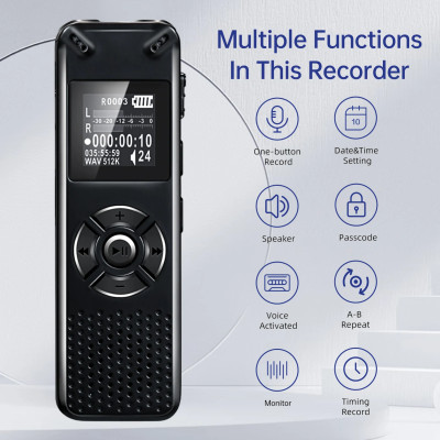 KHUYẾN MÃI KHỦNG- ROGTZ - Digital Voice Recorder 991 - Ghi âm 572 giờ Lưu trữ 8GB Mic thu âm đa hướng, giảm ồn Hỗ trợ thẻ nhỡ lên tới 128Gb Kích hoạt giọng nói Nghe nhạc MP3 Pin 40h Nhỏ gọn, tiện lợi  Họp hành Phỏng vấn Bài giảng Giá rẻ Hàng Chính Hãng