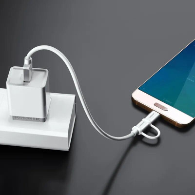Ugreen UG20873US177TK 1.5M màu Bạc Cáp USB-A sang Micro USB + USB-C cao cấp - HÀNG CHÍNH HÃNG