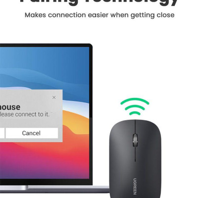 Ugreen UG25163MU001TK màu đen 2.4G và Bluetooth Chuột không dây dùng cho máy tính laptop chất liệu nhựa ABS có kèm pin AA - HÀNG CHÍNH HÃNG