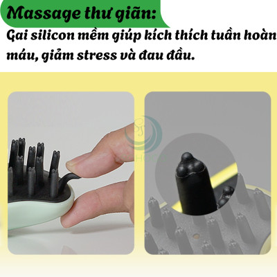Lược Massage Da Đầu Đa Năng- Bàn Chải Gội Đầu Silicon Thông Minh- Lược Gội Đầu & Mát-xa Cầm Tay- Lược Mát-Xa Da Đầu Mini- Bàn Chải Chăm Sóc Tóc Chống Rụng- Lược Silicon Tạo Bọt & Làm Sạch Da Đầu