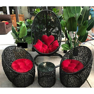 Bộ xích đu trứng đan rối Tundo màu đen