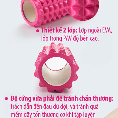 Con lăn Yoga Massage Foarm Roller, ống trụ lăn xốp thể thao giãn cơ có gai roam rollet cao cấp, ống lăn giãn cơ - Chính hãng DoDoDios