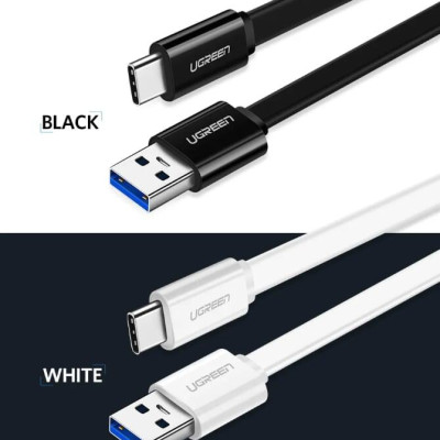 Ugreen UG10697US172TK 1M màu Đen Cáp USB TypeC sang USB 3.0 cáp dẹt - HÀNG CHÍNH HÃNG