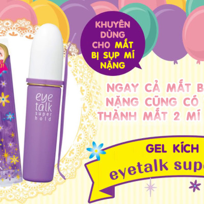 Keo Dán Kích 2 Mí Nhật Bản Loại Mạnh, Dùng Cho Mí Mắt Dày, Chống Nước, Gel Nhanh Khô, Dưỡng Ẩm Koji EyeTalk Super Hold