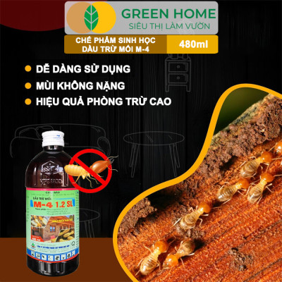 Dầu Trừ Mối M-4 1.2SL GreenHome, Vipesco, Chai 480ml, Đặc Trị Mối Ăn Gỗ Đồ Nội Thất, Công Trình