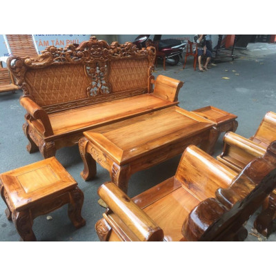 Bàn ghế phòng khách mẫu Hoàng Gia gỗ sang trọng