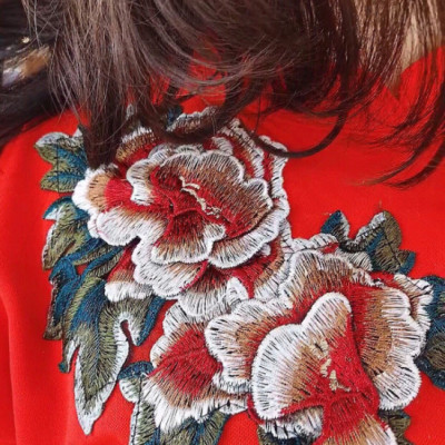 Váy đỏ thêu hoa dáng suông kiểu áo dài cách tân sang trọng thời trang xinh HB03