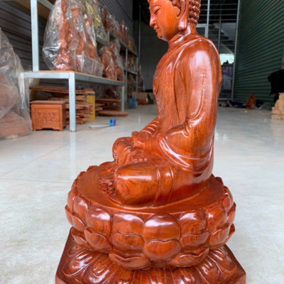 Tượng phật thích ca bằng gỗ hương đá kt cao 50×28×28cm 