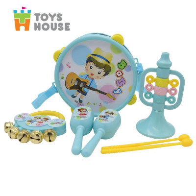 Set đồ chơi Xúc xắc, lục lạc, kèn, trống Toyshouse dành cho bé từ sơ sinh TH1220-733A giúp bé phát triển thính giác