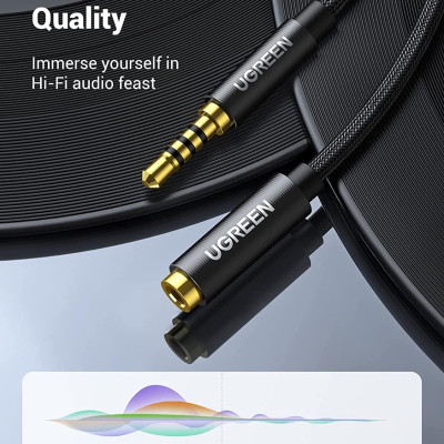 Ugreen UG70878AV118TK 3M 4 khấc Cáp 3.5mm nối dài đầu mạ vàng dây bọc dù - HÀNG CHÍNH HÃNG