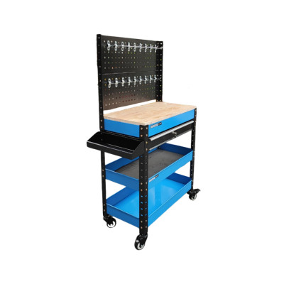 XE ĐẨY DỤNG CỤ 1 NGĂN KÉO CÓ MẶT BÀN BẰNG GỖ VÀ TẤM TREO