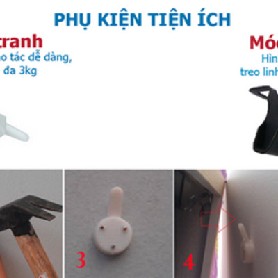 Bộ 4 Khung Hình Kính Treo Tường Tặng bộ ảnh như hình mẫu, Đinh Treo Tranh và sơ đồ treo - Khung Hình Phạm Gia PGCTK58