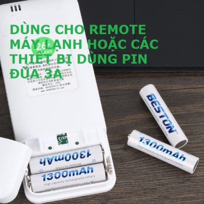 Pin sạc AAA NiMH dung lượng lớn 1300mah (4 Viên AAA) - tặng kèm hộp nhựa - hàng nhập khẩu
