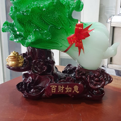 Tượng Bắp Cải Cóc Vàng Phong Thuỷ Tài Lộc đế gỗ thỏi vàng Size trung Ngang 25cm x Cao 21cm x Sâu 11cm Công dụng trưng bắp cải tượng trưng cho của cải cóc giữ ngậm tiền trưng bàn làm việc, nhà, công ty, quà biếu tặng ý nghĩa ạ