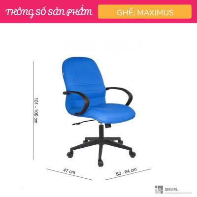 Ghế xoay văn phòng lưng trung bọc vải SMLIFE Maximus