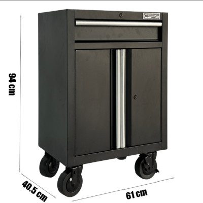 Tủ dụng cụ CSPS 61cm - 01 hộc kéo màu đen kèm bánh xe (tay cầm trắng)