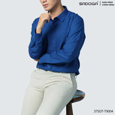 Áo Sơ Mi Sadoga Trơn Màu Dáng Regular Fit, Vải Mềm Mịn, Thoáng Khí T9004