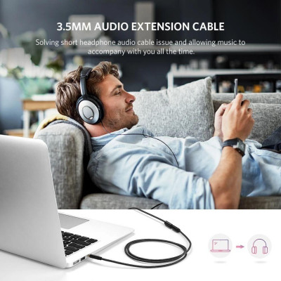 Ugreen UG60220AV118TK 1M 3.5mm nối dài đầu nhôm Cáp âm thanh màu đen - HÀNG CHÍNH HÃNG