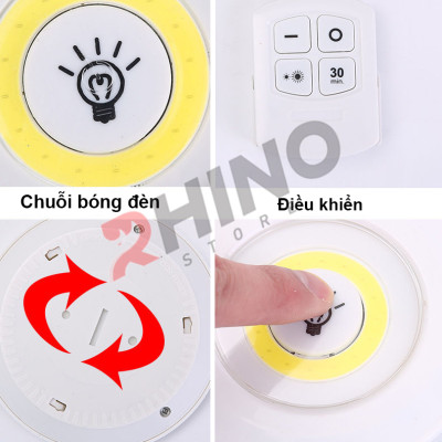 Đèn ngủ điều khiển từ xa Rhino L801, dùng pin AAA, 2 mức độ sáng ánh sáng trắng - Hàng chính hãng