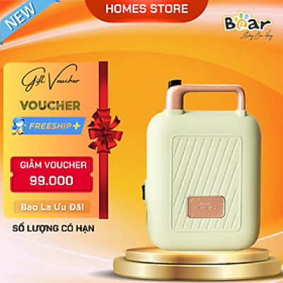 Máy Nướng Bánh Mỳ, Máy Kẹp Bánh Mỳ Sandwich-Waffle BEAR DBC-C06M1 Dung Tích 0.8 Lít, Công Suất 600 W - Hàng Chính Hãng