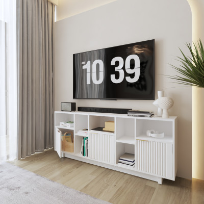 HAPPY FURNITURE , Kệ TV 3 cửa mở - NAMI, KTV_073 , 160cm x 30cm x 66cm DxRxC