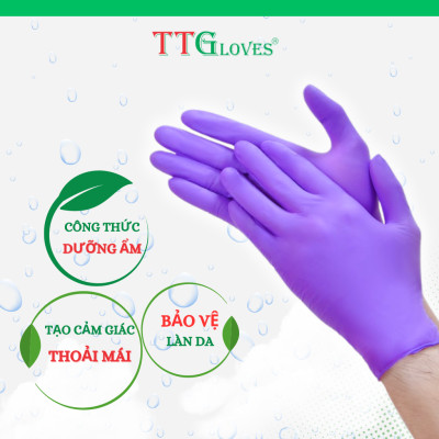 Găng Tay Y Tế Màu Tím Size L, Không Bột Nitrile TTGLOVES (100 Chiếc)