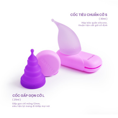 COMBO Cốc nguyệt san Cup Yess chính hãng – Gấp gọn Z Cup cỡ L (25ml) & Tiêu chuẩn S Cup cỡ S (30ml)