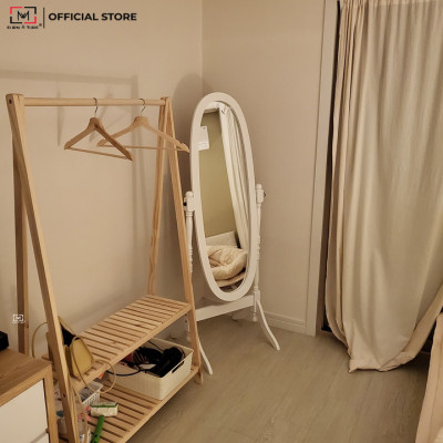 KỆ TREO QUẦN ÁO 2 TÂNG GỖ LẮP RÁP