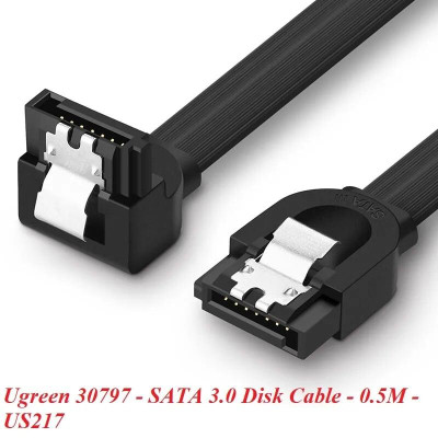 Ugreen UG30797US217TK 0.5M màu Đen Cáp truyền dữ liệu SATA 3.0 đầu gập 90 độ cao cấp - HÀNG CHÍNH HÃNG