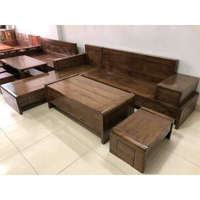 bộ góc L gỗ sồi phòng khách