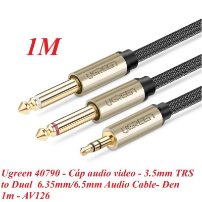 Ugreen UG40790AV126TK 1M Màu Đen Cáp âm thanh 2 đầu 6.5mm dương sang 3.5mm dương cao cấp - HÀNG CHÍNH HÃNG