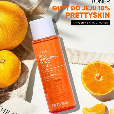 Nước hoa hồng dưỡng trắng, phục hồi da Vitamin C Prettyskin, Toner Pretty Skin The Pure Jeju Tangerine cấp ẩm làm dịu