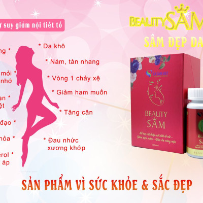 Viên uống Đẹp Da (BeautySAM) - Da sáng bóng, nhẵn mịn, hồng hào từ bên trong một cách tự nhiên, nâng cao thể trạng, thải độc và thanh lọc cơ thể, Cải thiện nội tiết tố nữ
