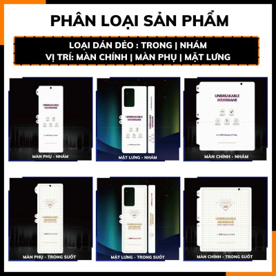 Dán màn hình cho Samsung Galaxy Z Fold 6 / Z Fold 5 / Z Fold 4 / Z Fold 3 / Z  Flip6 / Z Flip 5 / Z Flip 4 / Z Flip 3 dẻo PPF trong suốt - Hàng chính hãng
