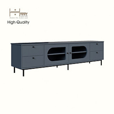 [Happy Home Furniture] SISEEL, Kệ TV 2 cánh mở 4 ngăn kéo - chân sắt, 200cm x 40cm x 52cm ( DxRxC), KTV_052