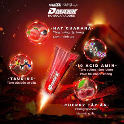 DMAXX thức uống bổ sung vitamin năng lượng không đường DAMODE 49 gói màu đỏ mỗi gói 2,2gr