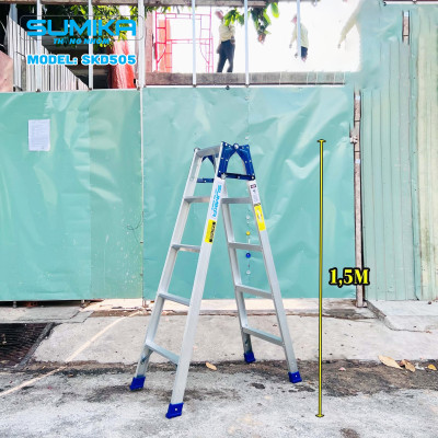 Thang nhôm xếp chữ A SUMIKA SKD505 - Chữ A cao 1.5m, chữ I cao 3.0m, tải trọng 150kg