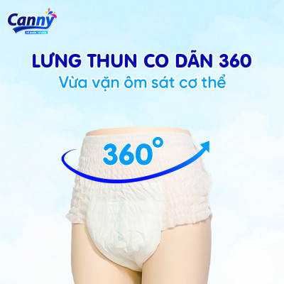Tã/Bỉm Quần Người Lớn Canny Siêu Mềm, Siêu Thấm, Kháng Khuẩn Size M8 (8 Miếng)