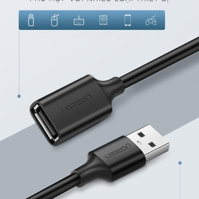 Ugreen UG10318US103TK 5M màu Đen Cáp tín hiệu nối dài USB 2.0 lõi thuần đồng - HÀNG CHÍNH HÃNG