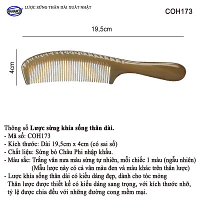 Lược sừng xuất Nhật (Size: L - 19,5cm) COH173 - Lược thân dài tiện dụng rất đẹp - ️Chăm sóc tóc