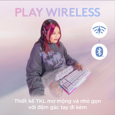Bàn phím không dây gaming Logitech G715 TKL - Bluetooth và Lightspeed, RGB, kèm kê tay - Hàng chính hãng