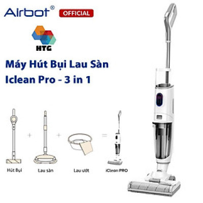 Máy hút bụi lau nhà airbot iClean Pro tích hợp tự động giặt Dẻ, 3 công việc trong 1, hút và lau chuyên sâu, hàng chính hãng