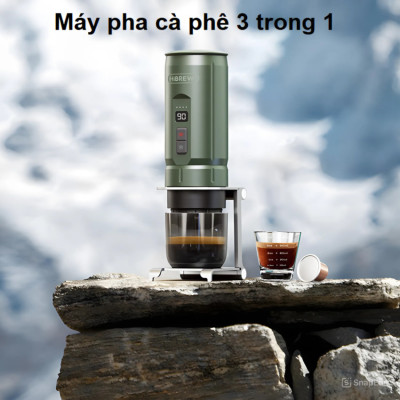 Máy pha cà phê cầm tay chuyên nghiệp Espresso 3 trong 1, dùng pin có thể pha cả nóng và lạnh thương hiệu Mỹ cao cấp HiBREW H4C - Hàng Nhập Khẩu