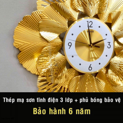 Đồng Hồ Trang Trí Treo Tường Trang Trí Decor Nghệ Thuật kim trôi hình hoa vàng DC226