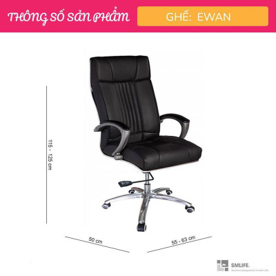Ghế xoay văn phòng lưng cao bọc PU SMLIFE Ewan