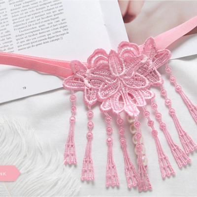 Quần lót nữ lọt khe phối ren két dây - Màu hồng