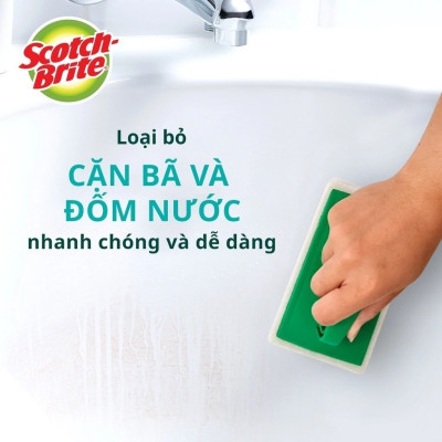 Bàn chải chà sàn (phòng tắm, phòng vệ sinh, ...) 3M Scotch-Brite, siêu sạch, không trầy xước, 8x12x8cm, màu xanh